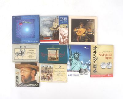 Nine folders with silver coins, commemorative coins, Netherlands, Belgium and Italy, 20th/21st 