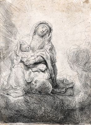 Rembrandt van Rijn (1606-1669), 'Madonna in the clouds' (1641) (B/ Wh&B 61 & NHD 188 I (II)) 