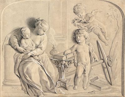 Dutch school (18th century), Copy after Jacob de Wit (c.1695-1754) the grisaille 'Faith, Hope 