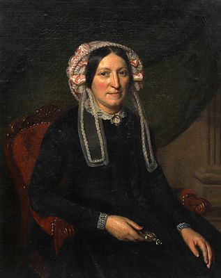 Johan Heinrich Neuman (1819-1898) attributed to, Portrait of a woman with a perfume vial 