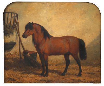 Willem Karel Nakken (1835-1926), Horse in a stable Signed 'W.K. Knakken' and dated '60'. Oil on 