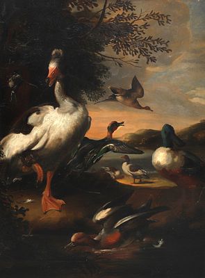 Francis Louise Schot (1816 - 1894) in the style of Melchior d' Hondecoeter (1636-1695) and 
