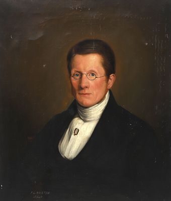 Francis Louise Schot (1816 - 1894), Portrait of an unknown man with glasses Signed 'FL Martin 