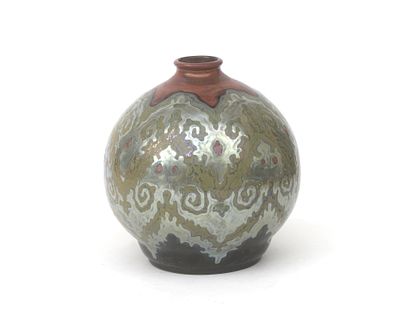 Plateelbakkerij Zuid Holland, Gouda An earthenware vase with polychrome stylised decoration and 
