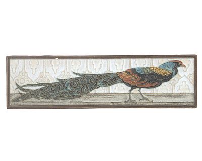 De Porceleyne Fles, Delft A polychrome glazed cloisonn&eacute; wall tile depicting a peacock, design 