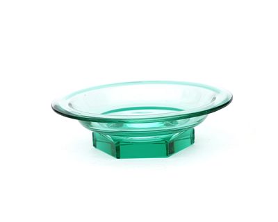 A. D. Copier (1901-1991) A multi-blue glass dish with 6-sided cut foot, design A.D. Copier 
