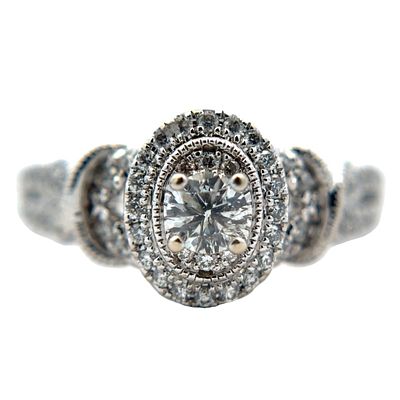 Diamond Engagement Ring in 18K White Gold. Metal type: 18k white gold, Gemstone: .20 center