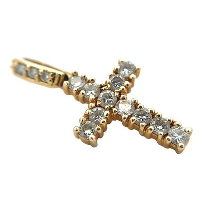 1.07CTW Diamond Cross Pendant, 14K Gold. 14K gold cross pendant with round diamonds at 1.07CTW