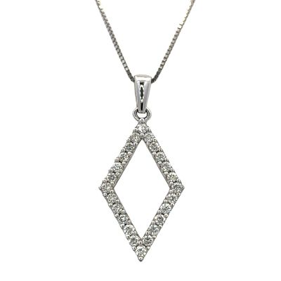 14K White Gold Kite Shape Pendant with Diamonds. 14 karat white gold pendant with 0.50CTW