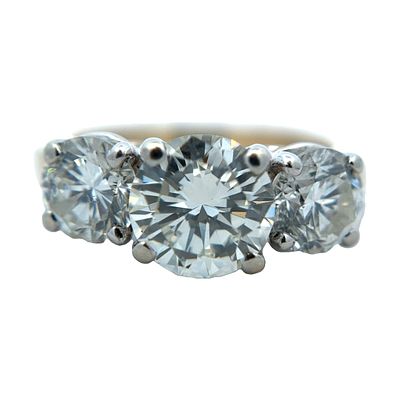 2.75ctw Three Stone Diamond Engagement Ring, 14K Gold. 14K two-tone gold engagement ring with
