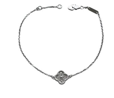 Van Cleef & Arpels 18K White Gold Sweet Alhambra Diamond Pave Bracelet. Title/Medium: Van 