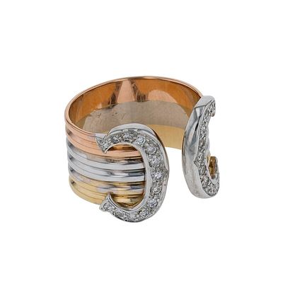 Cartier Double C Gold and Diamond Ring. Title: Cartier Double C Gold and Diamond Ring 