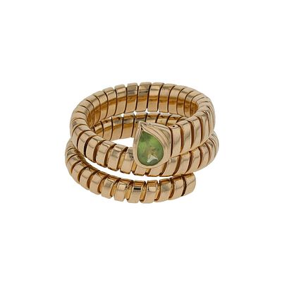 Bulgari Serpenti Tubogas Gold Ring with Peridot. Title/Medium: Bulgari Serpenti Tubogas Gold 