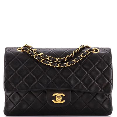 Chanel Vintage Classic Flap Bag - Black Leather. Title/Medium: Chanel Medium Vintage Classic 