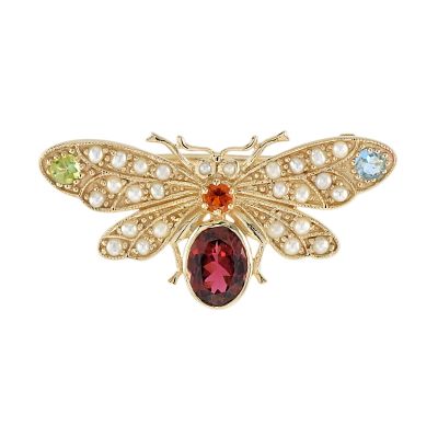 Victorian Bee Brooch with Tourmalines & Pearl. Title/Medium: Victorian Bee Brooch 