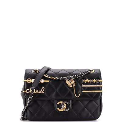 Chanel Coco Clips Small Flap Bag Black Leather. Title/Medium: Chanel Coco Clips Flap Bag 
