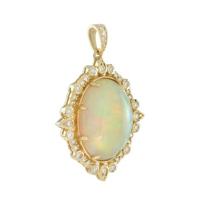 9.46 Ct. Ethiopian Opal & Diamond Pendant. Title/Medium: Ethiopian Opal and Diamond Pendant 
