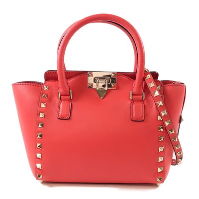 Valentino Red Calfskin 2-Way Shoulder Bag. Title: Valentino Red Calfskin 2-Way Shoulder Bag 