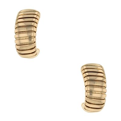 Vintage Bulgari Tubogas Gold Earrings. Title/Medium: Vintage Bulgari Tubogas Gold Earrings 