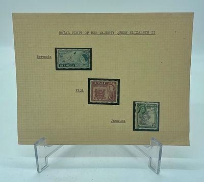 Sheet with Three Commemorative Stamps
. Royal Visit of her majesty Queen Elizabeth II, from 1953 