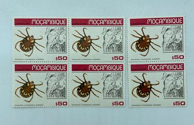Six Stamps of Mozambique
. Dermacentor Circumguttatus Cunhasilvai, from 1980, new stamps with 