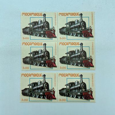 Seis Selos de Mo&ccedil;ambique. Transportes Ferrovi&aacute;rios de Mo&ccedil;ambique, de 1979, selos novos com 