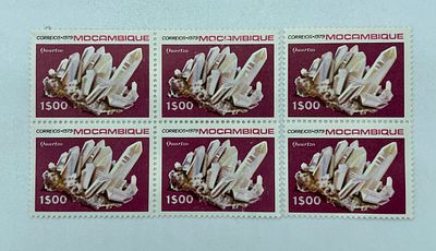 Six Stamps of Mozambique
. Minerals of Mozambique, Quartz from 1979, new stamps with minimal 