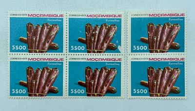 Six Stamps of Mozambique
. Minerals of Mozambique, Tourmalina, from 1979, new stamps with 