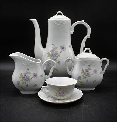 Coffee Service in Porcelain
. Molded and relieved from the Vista Alegre factory, marked on the 