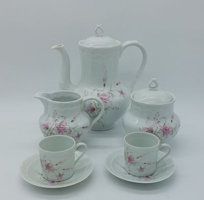 Limoges G. Labesse Porcelain Coffee Service
. Molded and relief, marked on the base, twelve 