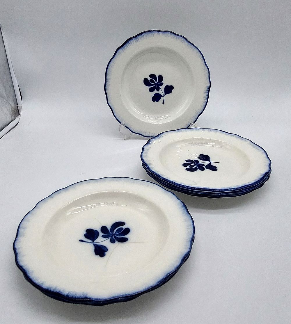 Six Soup Plates in French Porcelain
. Molded and embossed, marked on the base, Salins France 