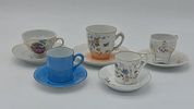 Five European Porcelain Coffee Cups
. Molded and embossed, unmarked, various models with floral Image - 1