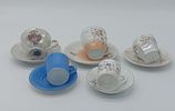 Five European Porcelain Coffee Cups
. Molded and embossed, unmarked, various models with floral Image - 2