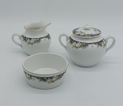 Three Pieces in Portuguese Porcelain
. Molded and relief from the Vista Alegre factory, marked