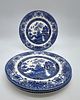 Four English Earthenware Plates
. Marked on the base, four sided plates with blue decoration in Image - 2