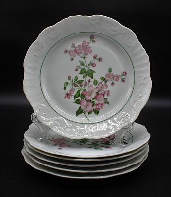 Six Ladeiro Plates in Porcelain. Molded and relieved from the Vista Alegre factory, marked on