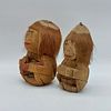 Coconut Crafts
. Pair of sculptures representing seated animals with relief carving showing Image - 3