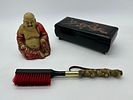 Three Oriental Pieces
. Sculpture representing Buddha, brush and jewelry box in lacquered wood Image - 2