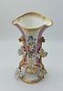 Porcelain vase. Old Paris style porcelain vase with wavy rim and gold trim, with leaf-shaped Image - 1