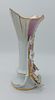 Porcelain vase. Old Paris style porcelain vase with wavy rim and gold trim, with leaf-shaped Image - 4