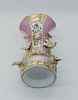 Porcelain vase. Old Paris style porcelain vase with wavy rim and gold trim, with leaf-shaped Image - 5