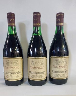 Three Bottles of Red Table Wine from Bairrada
. “Cantonede – Red Table Wine – Harvest 1989”, 75 