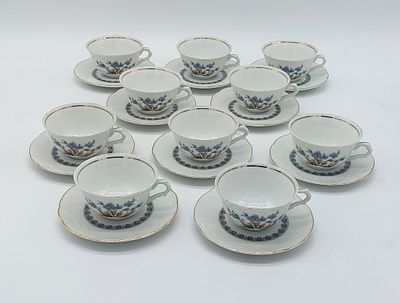 Ten Portuguese Porcelain Coffee Cups
. Molded and embossed from the Vista Alegre factory, marked 