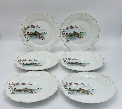 Six Ladeiros Plates in Portuguese Porcelain
. Molded and embossed by the Vista Alegre factory 