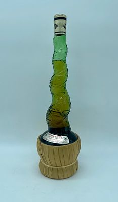 Chianti Brondello. Intact Chianti wine collector's bottle. Bottle in textured and embossed 