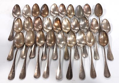 Assorted Twenty-Nine (29) Tablespoons
. Silver-plated metal bodies, various models, and signs 
