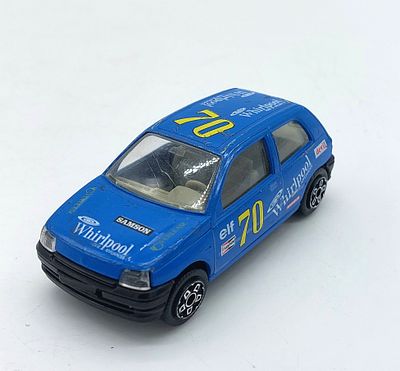 Miniature Renault Clio
. Burago brand, made in Italy, 1/43 scale, with signs of handling as seen 