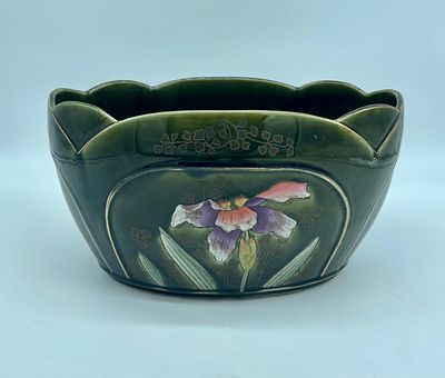 Antique French De Bruyn gardening pot. Antique French earthenware gardening pot. Detailed 