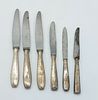 Six Knives in Silver Metal. Silver-plated metal bodies, assorted models, with signs of use as Image - 1