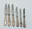 Six Knives in Silver Metal. Silver-plated metal bodies, assorted models, with signs of use as Image - 2